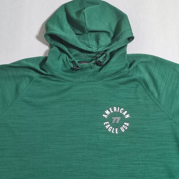 American Eagle Flex pullover Hoodie men's size XXL green with graphic design - Picture 2 of 9
